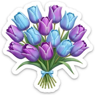 light blue and light purple tulip bouquet sticker