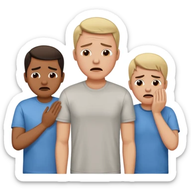 3 people awkwardly watching one man crying  sticker