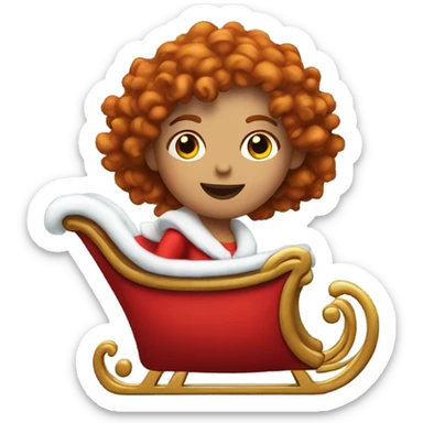 Santa’s sleigh but with a red head curly haired girl driving it sticker