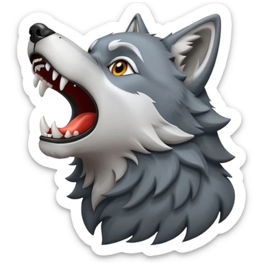 Wolf howling with awooo coming from its mouth sticker