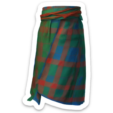  a traditional lungi, displayed as if being worn, tied at the waist, with realistic folds and drapes. The lungi should have a simple yet elegant design, such as striped or checkered patterns, in vibrant colors like blue, green, or red.  sticker