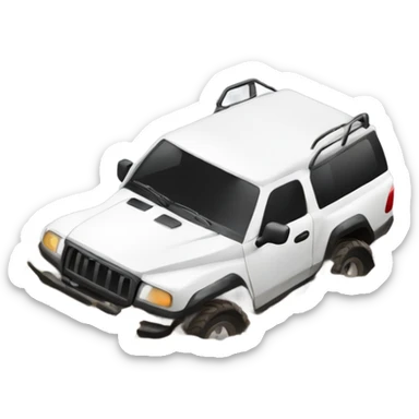 White Offroad car stuck in mud sticker