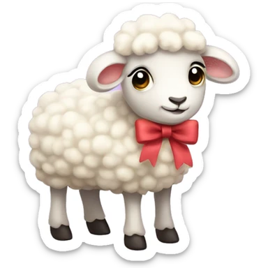 Little sweet sheep with a bow sticker