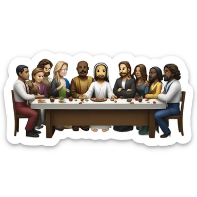 the last supper in a modern office sticker