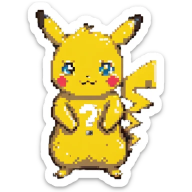 confused Pikachu with question mark sticker