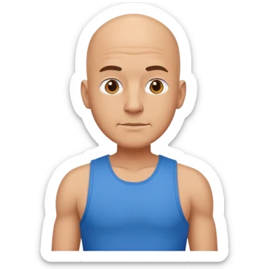 bald man in blue tank sticker