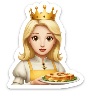 Woman queen bee blonde hair serving Italian food sticker