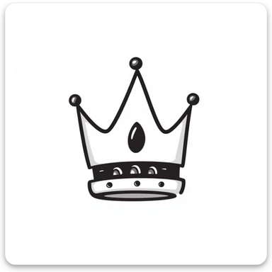 hand-drawn doodle of a crown, black lines only sticker