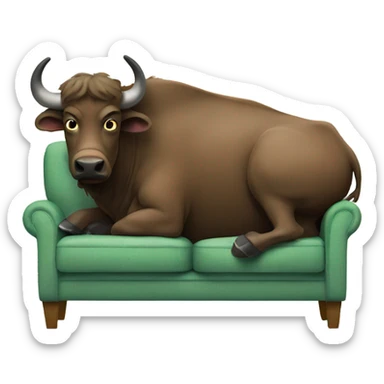 Buffalo sitting on a couch watching tv sticker
