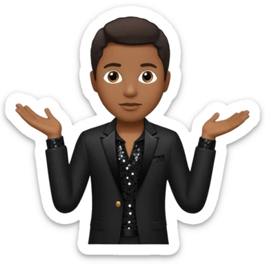 Kenneth Babyface Edmonds with dark brown hair, black sequin outfit sticker