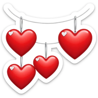 Dangling hearts from a ribbon sticker