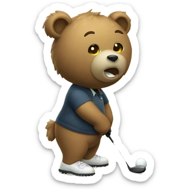 Bear doing golf sticker