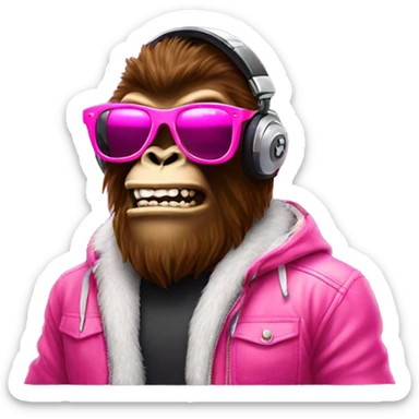 DJ Bigfoot with pink sunglasses sticker