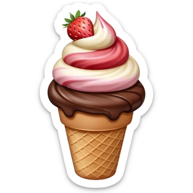 Chocolate strawberry vanilla ice cream sticker