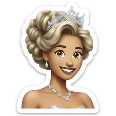 Antonia Porsild with her crown of miss universe  sticker