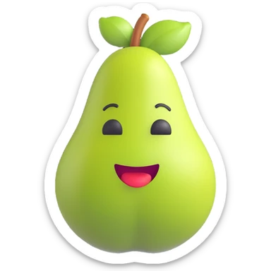 Edit the image to depict a natural pear fruit without eyes, nose, or mouth, in 3D emoji style with no background. sticker