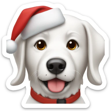 white-red dog with santa hat sticker