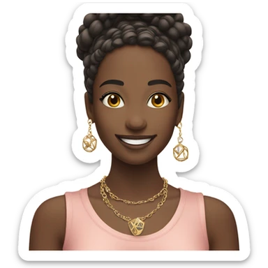 smiling girl outdoors with jewelry sticker