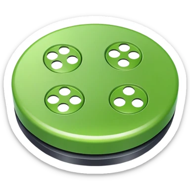 Green button with four holes in it  sticker