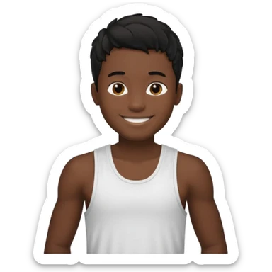 Un garçon qui a des locks noir  il sourit c’est un renoi il a un débardeur sticker