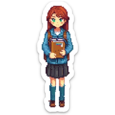 a female student working in a cafe sticker