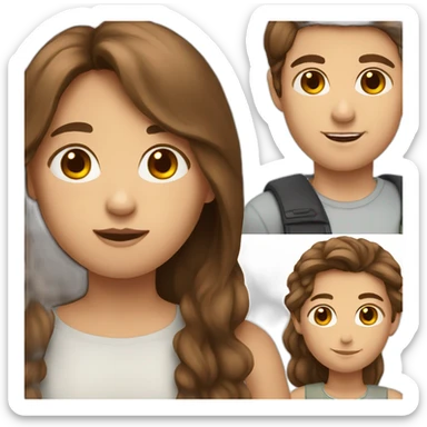 girl with long brown hair and boy with short brown hair bigger than her sticker
