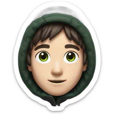 white boy,jack the north face black winter cap the north face black,mid long hair green eyes  sticker