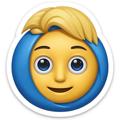 Emoji simples redondo azul com um sinal de certo no meio preto sticker