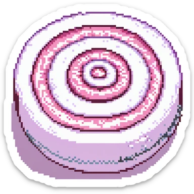 close-up of narutomaki with detailed pink swirl, pixel art style sticker