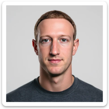 Mark Zuckerberg, stylized portrait, professional, clean background sticker