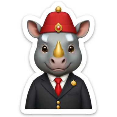 black suited rhino with fes hat sticker
