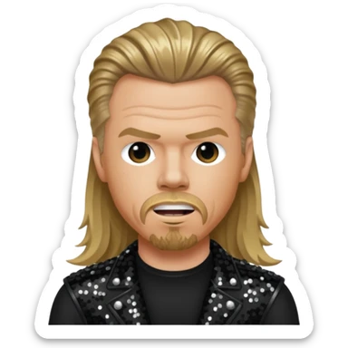 James Hetfield with long dark blonde hair, black sequin outfit  sticker