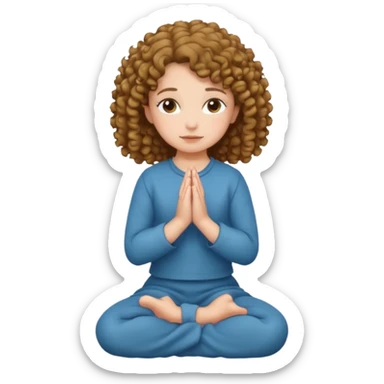 girl praying on knees curls  sticker