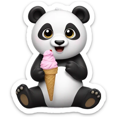 Panda eating ice cream sticker