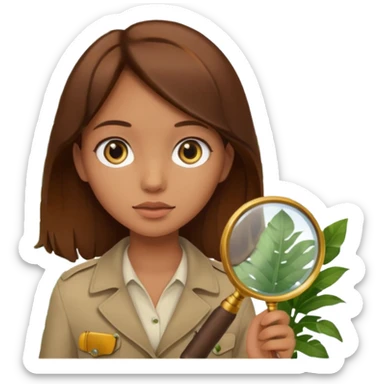 a girl with jungle and magnifying glass sticker