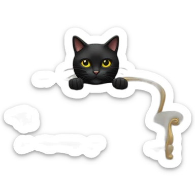 Un chat noir qui fait des griffes sur un canapé sticker