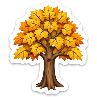 Tree with a few orange yellow and brown leaves  sticker