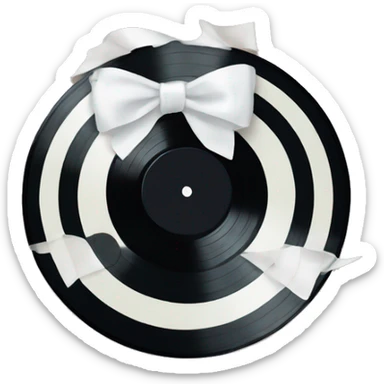 vinyl record with white bow sticker