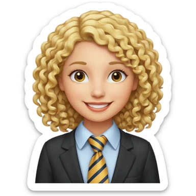 curly woman blonde with tie sticker