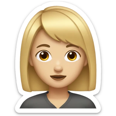 Girl with blond short hair bangs and Asian eyes sticker