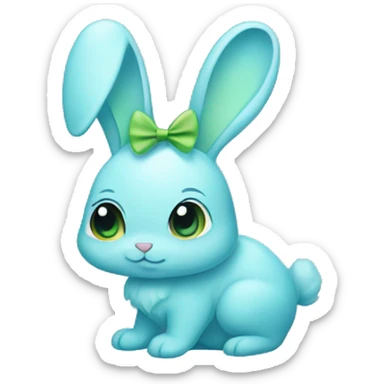 light blue bunny wearing a light green bow sticker