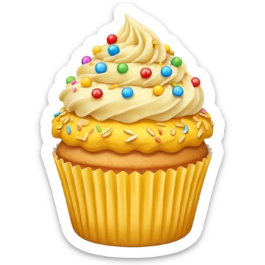 Vanilla cupcake with fried cereal flakes & sprinkles on top sticker