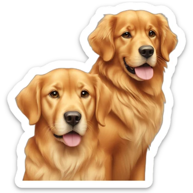 one orange cat and two golden retriever dogs sticker