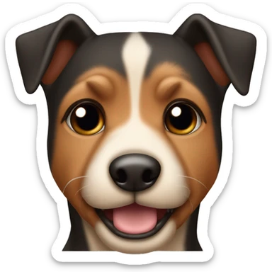 Perro Pincher, gordito y viejito con la lengua fuera, color negro con las cejas marron y canas  sticker