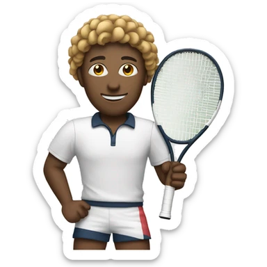 Youn white tennis player holding a racquet sticker