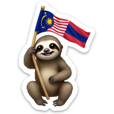 Baby sloth holding Malaysian flag  sticker