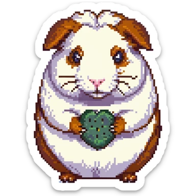 almighty guinea pig god with a mole on the left cheek, pixel art style sticker