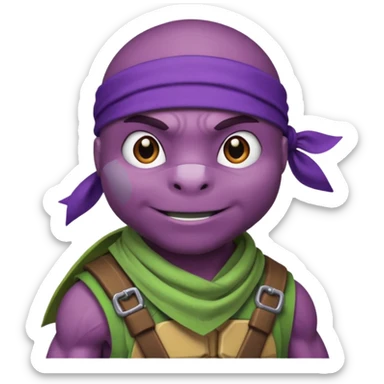 Donatello from Teenage Mutant Ninja Turtles, emoji style, with a bandana sticker