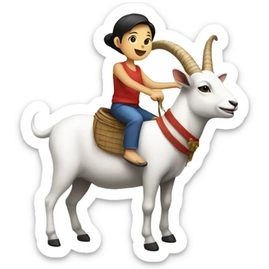 Siam with short hair riding a goat sticker