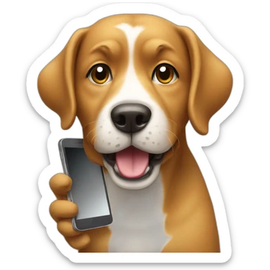 Dog  happy to using his smartphone sticker